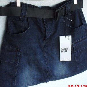 Cargo Denim Jean Skirt L Large